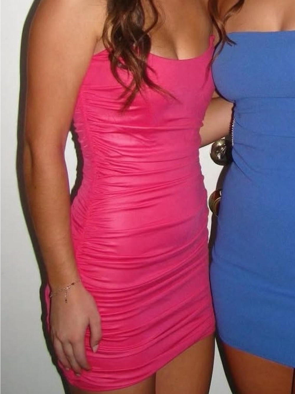Lucy in the Sky Hot Pink Ruched Mini Dress